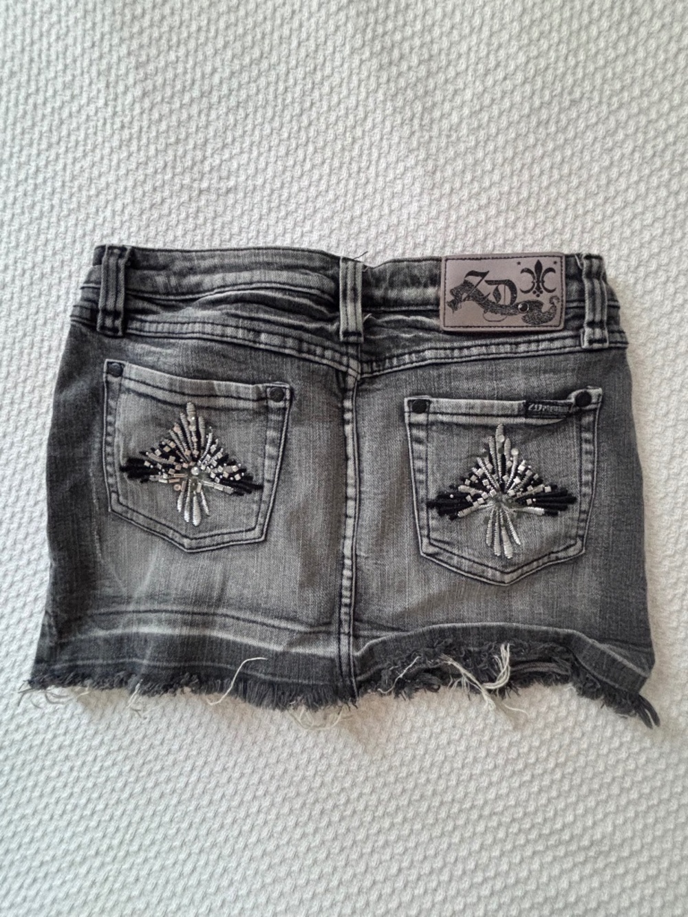 Black Distressed Jean Skirt